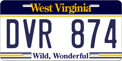 WV license plate DVR874
