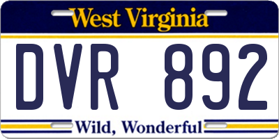 WV license plate DVR892