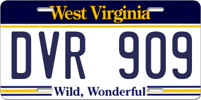 WV license plate DVR909