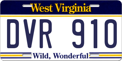 WV license plate DVR910