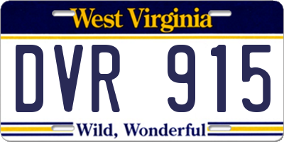 WV license plate DVR915