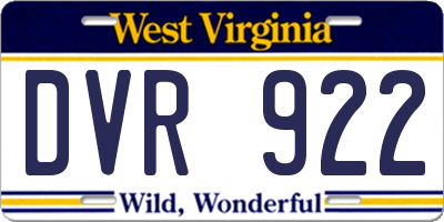WV license plate DVR922