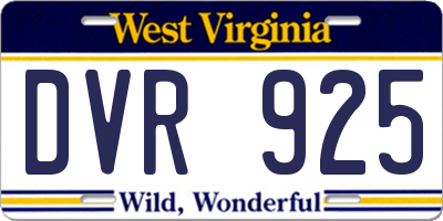 WV license plate DVR925