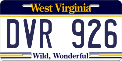 WV license plate DVR926