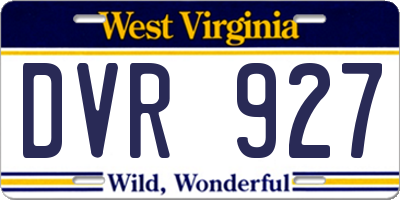 WV license plate DVR927