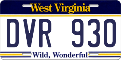 WV license plate DVR930