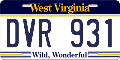 WV license plate DVR931