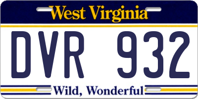 WV license plate DVR932