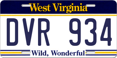 WV license plate DVR934