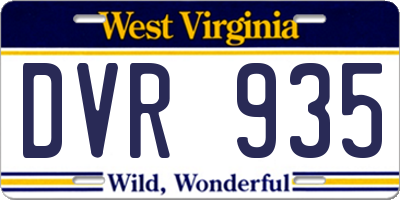 WV license plate DVR935