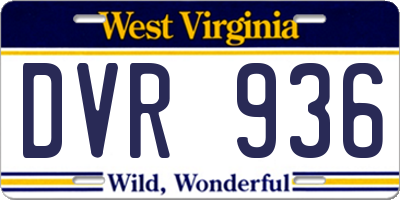 WV license plate DVR936