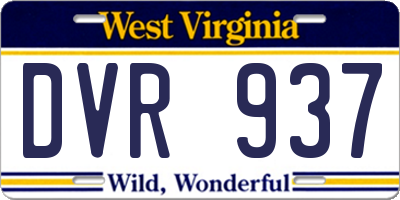WV license plate DVR937