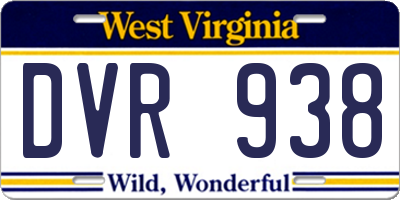 WV license plate DVR938