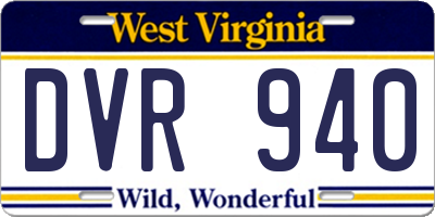 WV license plate DVR940