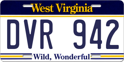WV license plate DVR942
