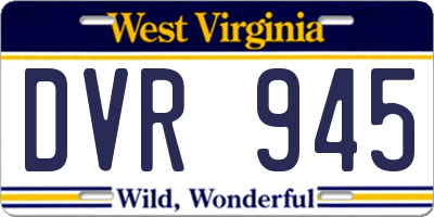 WV license plate DVR945