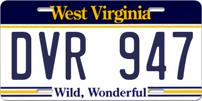 WV license plate DVR947