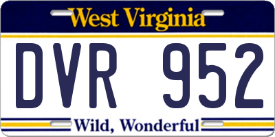 WV license plate DVR952