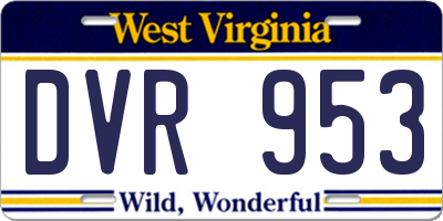 WV license plate DVR953