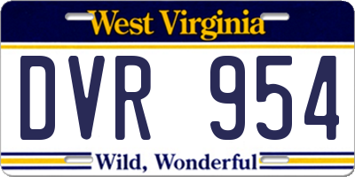 WV license plate DVR954