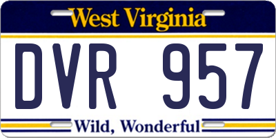 WV license plate DVR957