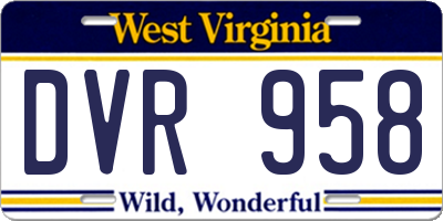 WV license plate DVR958