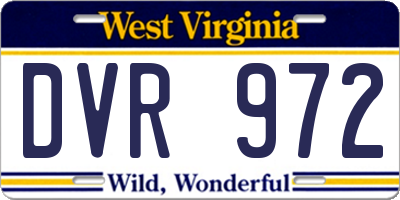 WV license plate DVR972