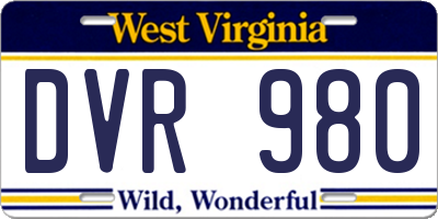 WV license plate DVR980