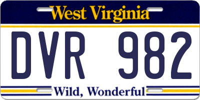 WV license plate DVR982