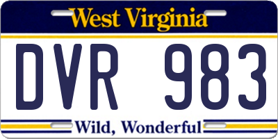 WV license plate DVR983