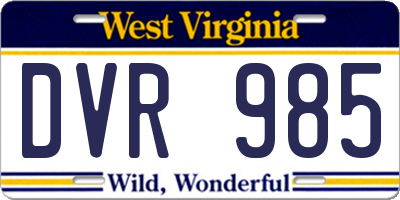 WV license plate DVR985
