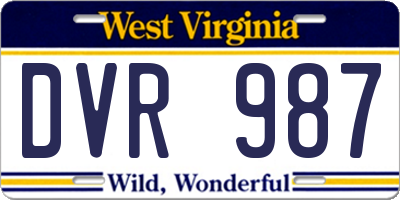 WV license plate DVR987