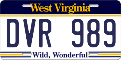 WV license plate DVR989