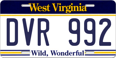 WV license plate DVR992