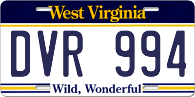 WV license plate DVR994