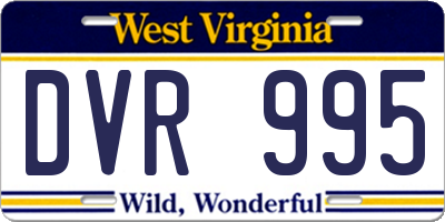 WV license plate DVR995