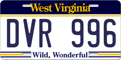 WV license plate DVR996