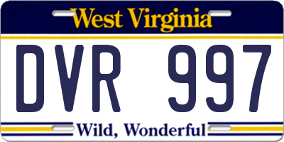 WV license plate DVR997