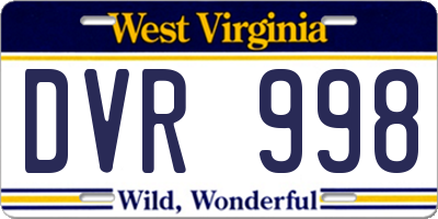 WV license plate DVR998