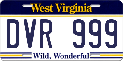 WV license plate DVR999