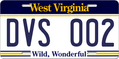 WV license plate DVS002