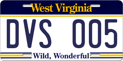 WV license plate DVS005