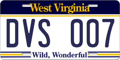 WV license plate DVS007
