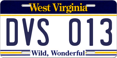 WV license plate DVS013