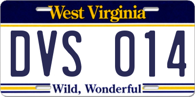 WV license plate DVS014