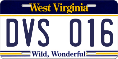WV license plate DVS016