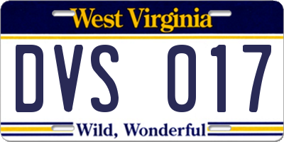 WV license plate DVS017