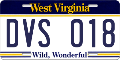 WV license plate DVS018