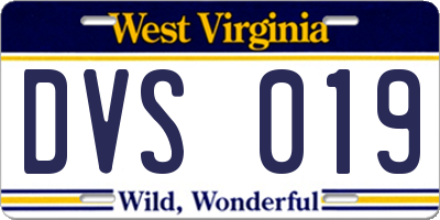 WV license plate DVS019