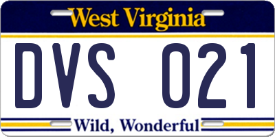 WV license plate DVS021